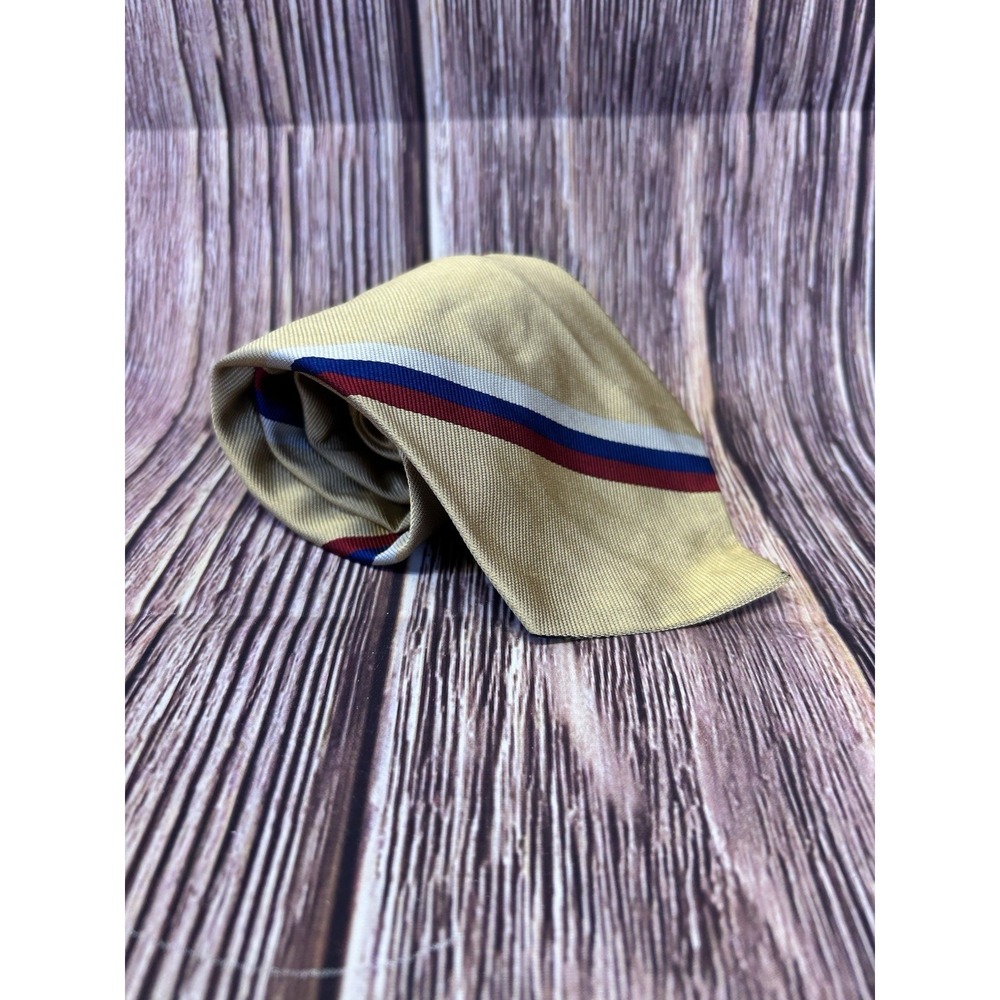 Polo Ralph Lauren‎ Tie Gold Multicolor Stripe All Silk 56"